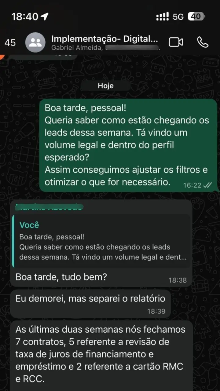 Depoimento de cliente da Vorx via WhatsApp